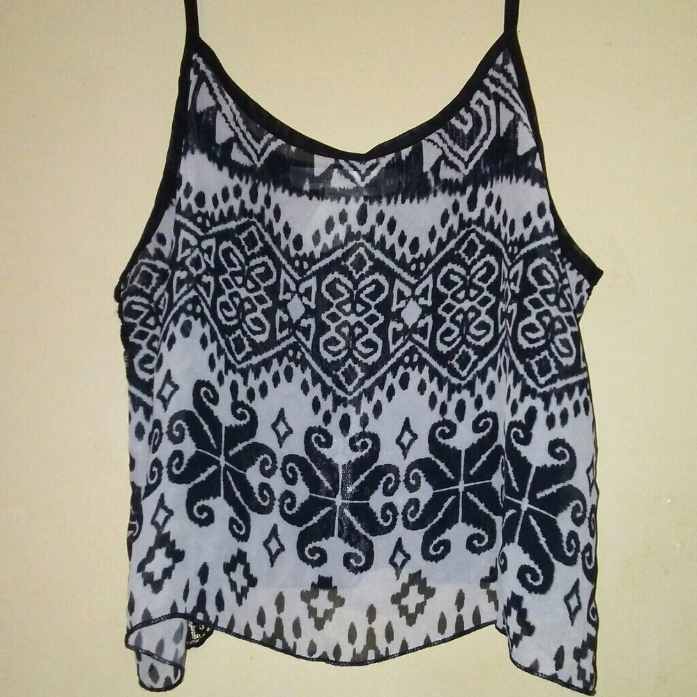 NWOT- BLACK & WHITE SILK LAYERED SLEEVELESS TANK